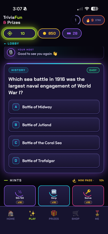 TriviaFun Play Screen